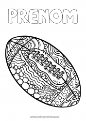 Coloriage à personnaliser Sport Super Bowl Rugby Ballon de rugby Sports d'équipe