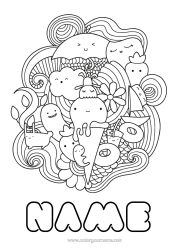 Free colouring Cute Cute Food Treats, sweets Ice cream