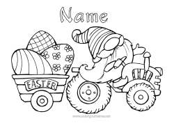 Colouring to customise Vehicles Gnome Easter Eggs Tractor Farm Vehicles Farmer Farm Jobs