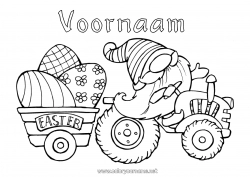 Gratis tekening Kabouter Paaseieren Tractor Boerderijvoertuigen Boer Boerderijberoepen