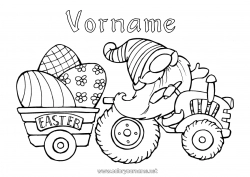 Kostenlose Zeichnung Fahrzeuge Gnom Ostereier Traktor Véhicules de la ferme Bauer Bauernhofberufe