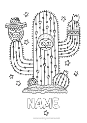 Free coloring Kawaii Cactus