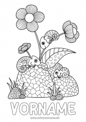 Kostenlose Zeichnung Blumen Sommer Tier Mittelstufenmalvorlagen Chamäleon Reptilien Hibiskus