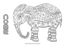 Desenho grátis Mandala Elefante Animal Animais de fazenda Animais selvagens da África