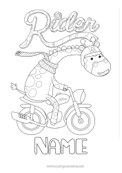 Colouring to customise Giraffe Vehicles Animal Scooter Wild Animals Of Africa Two-Wheeled Vehicles