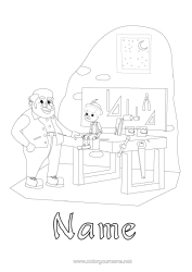 Free colouring Pinocchio Fairy tale