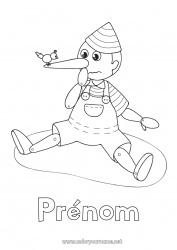 Coloriage à personnaliser Oiseau Pinocchio Conte de fées Oiseaux et mammifères volants