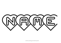 Free colouring Heart I love you. Valentine's Day Decorated name Alphabet