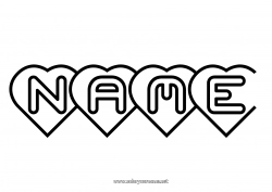 Free coloring Heart I love you Valentine's Day Decorated name Alphabet