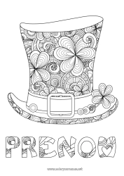 Coloriage à personnaliser Mandala Chance Trèfle Irlande Fête de la Saint Patrick Chapeau Celtique