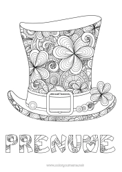 Pagină de colorat personalizată Mandala Șansă Trifoi Irlanda Sărbătoarea Sfântului Patrick Pălărie Celtic