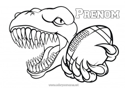 Coloriage gratuit Sport Dinosaures Animal Super Bowl Rugby Ballon de rugby Sports d'équipe