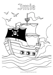 Kolorowanka za darmo Pirata Morze Pojazdy łódź Bajka Pojazdy morskie