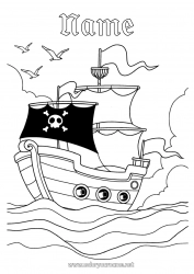 Free coloring Pirate Sea Vehicles Boat Fairy tale Maritime vehicles