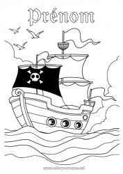 Dessin gratuit Pirate Mer Véhicules Bateau Conte de fées Véhicules maritimes