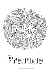 Desen liber de colorat Geografie Italia Roma Desene de colorat complexe Țară