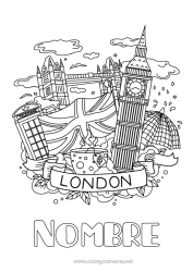 Colorear para personalizar Geografía Londres Reino Unido País Portadas de Cuaderno
