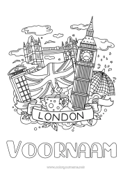 Gratis kleurplaat Geografie Londen Verenigd Koninkrijk Land Schrijfkaften