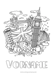 Kostenlose Malvorlage Geografie London Vereinigtes Königreich Land Heftumschläge