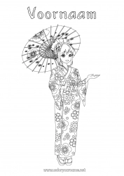 Gratis tekening Japan Manga Kimono Complex Kleurplaten Land