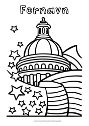 Gratis tegning USA Geografi Mellomliggende fargelegginger Land 4. juli