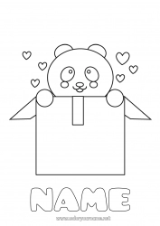 Free drawing Cute Heart Animal Panda Other animals of the world