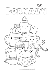 Farvelægningssiden tilpasning Sød Kawaii Kaffe Te Drik Sodavand