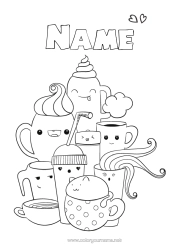 Free colouring Cute Cute Café Tea Drink Fizz