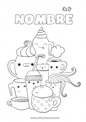 Dibujo libre Lindo Kawaii Café Té Bebidas Soda