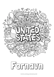 Farvelægningssiden tilpasning USA Geografi Komplekse farvelægninger Land 4. juli