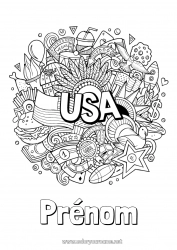 Coloriage gratuit USA Géographie Coloriages complexes Pays 4 juillet