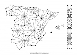 Gratis kleurplaat Geografie Spanje Land Wereldkaart