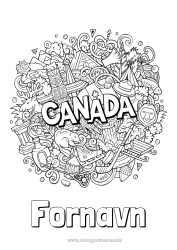 Fargeleggingssiden å tilpasse Geografi Canada Komplekse fargelegginger Land