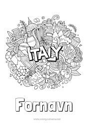 Farvelægningssiden tilpasning Geografi Italien Komplekse farvelægninger Land Pizza