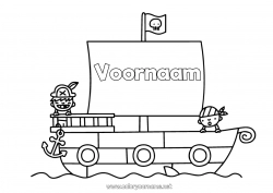 Gratis kleurplaat Piraat Zee Voertuigen Boot Sprookje Maritieme voertuigen