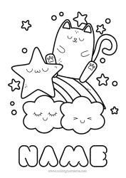 Free colouring Cute Cute Rainbow