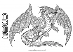 Free coloring Dragon Animal Fantastic Dragons, unicorns and fantastic animals