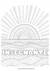 Pagina da colorare per bambini Estate Sole Mare Mi manchi Onde