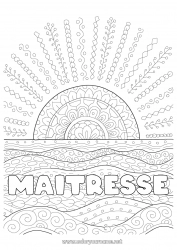 Coloriage enfant Été Soleil Mer Tu me manques