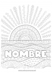 Colorear gratis Verano Sol Mar Te echo de menos Olas