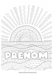 Coloriage gratuit Été Soleil Mer Tu me manques Vagues