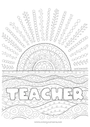 Free colouring Summer Sun Sea I miss you. Waves