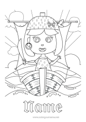Free colouring Pirate Sea Vehicles Boat Marine vehicles