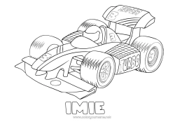 Kolorowanka dla dziecka Sport Pojazdy Samochód Formuła 1 Bieg Samochody, furgonetki i kampery Sporty motorowe