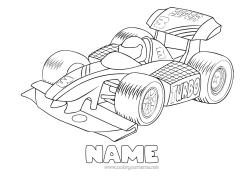 Free colouring Sport Vehicles Car Formula One Course Cars, vans and motorhomes Motor sports