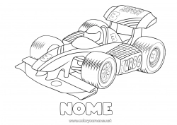 Colorare per personalizzare Sport Veicoli Auto Formula 1 Corsa Auto, van e camper Sport meccanici