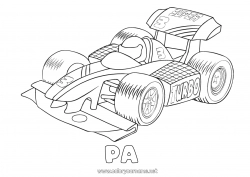 Kleurplaat voor kinderen Sport Voertuigen Auto Formule 1 Race Auto's, busjes en campers Motorsporten
