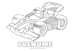 Pagină de colorat pentru copii Sport Vehicule Mașină Formula 1 Cursă Mașini, furgonete și autorulote Sporturi mecanice