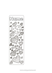 Free colouring Heart I love you. Valentine's Day Bookmark