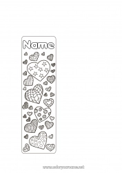 Free drawing Heart I love you Valentine's Day Bookmark